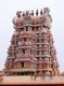 India: One of 14 <i>gopuram</i> (gateway towers) at Meenakshi Amman Temple, Madurai, Tamil Nadu